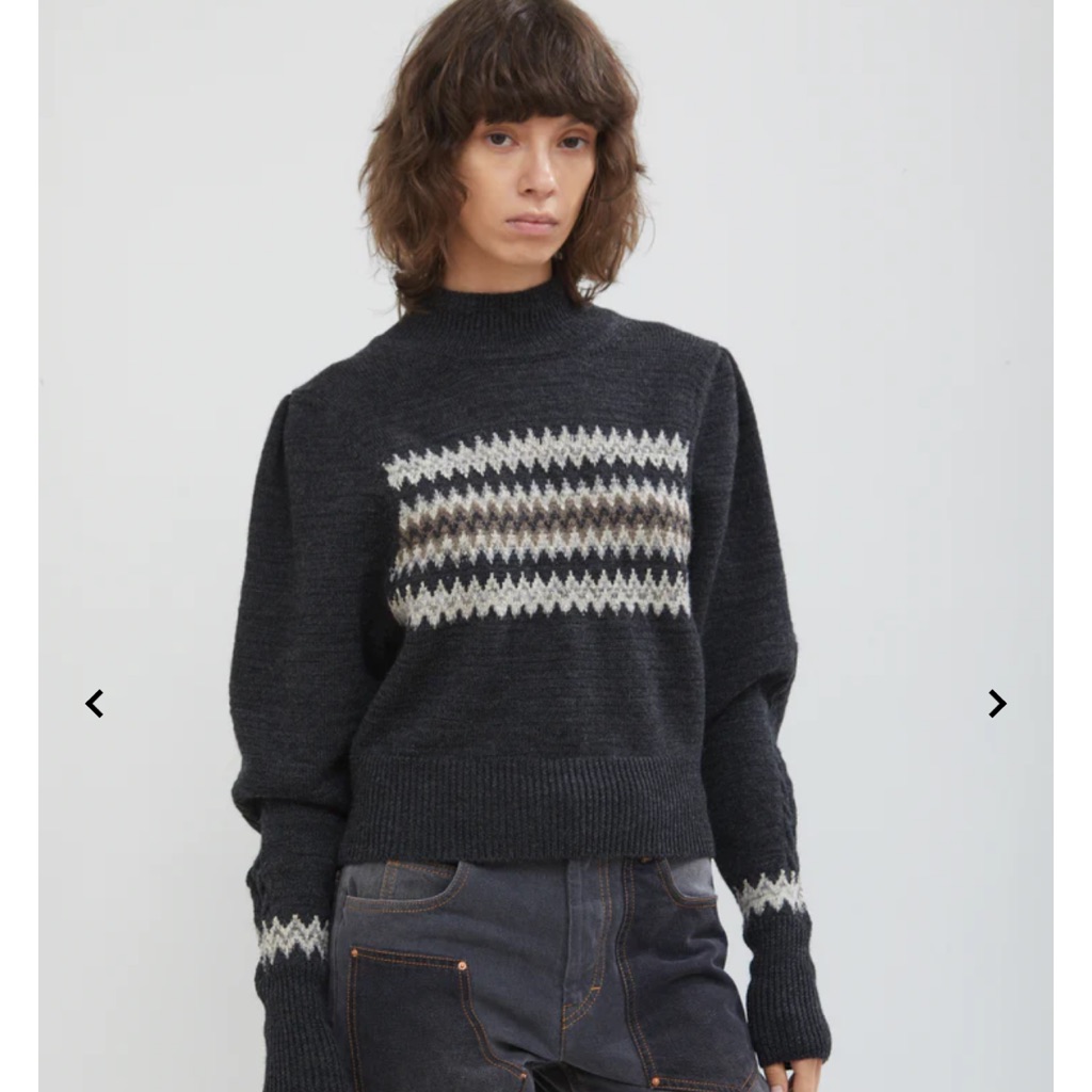 Isabel Marant Demie Mock Sweater , Size 38 Color Anthracite Grey Chevron